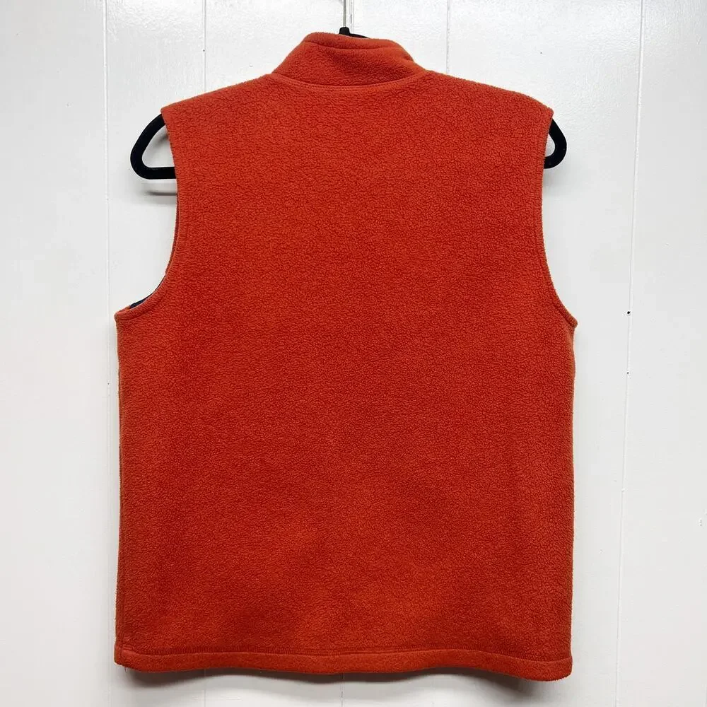 TKS Vintage Boys Fleece Full Zip Orange Vest Size M (10/12) Zip Pockets